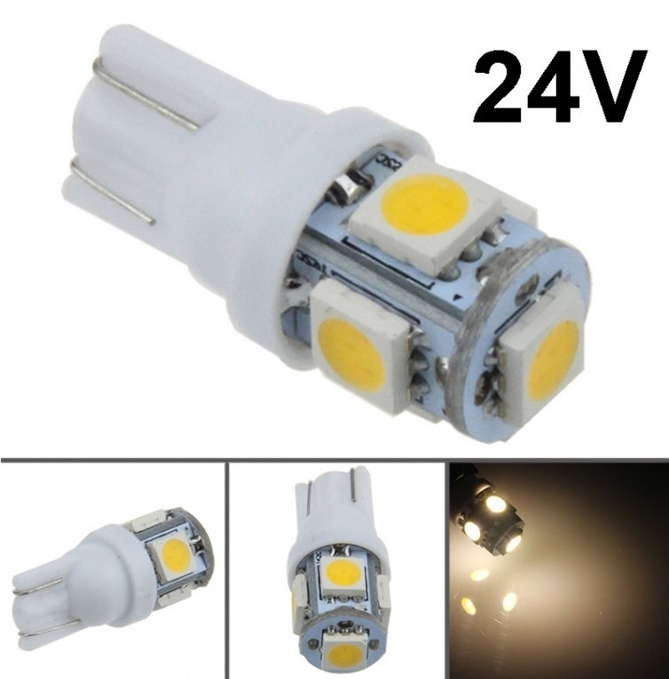 T10 - 24 volt - 5 LED - 5050 SMD - WIT 4000K T10 - 24 volt - 5 LED - 5050 SMD - WIT 4000K